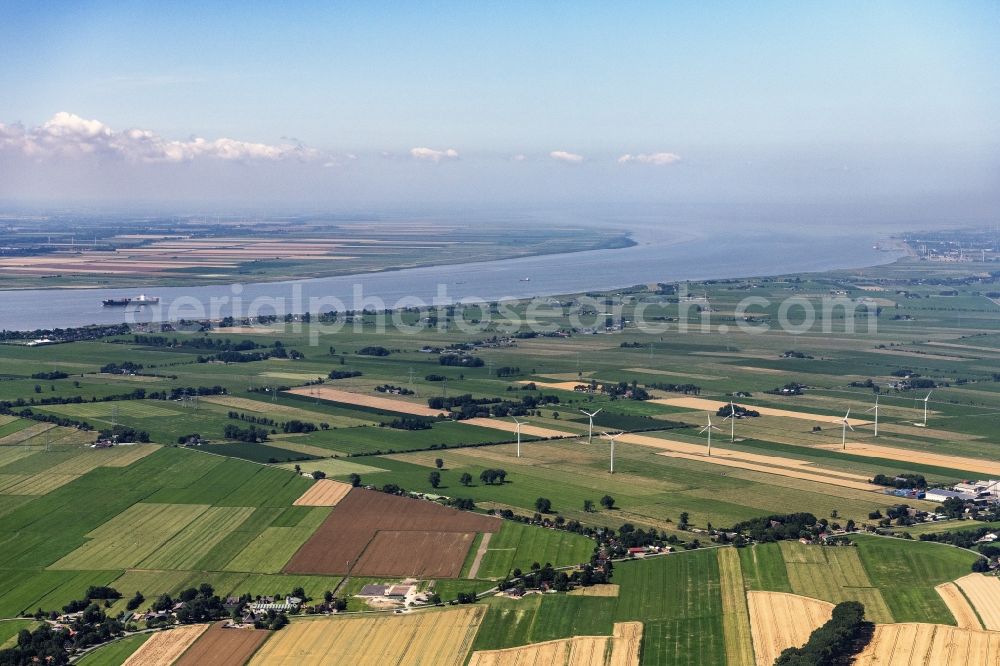 Hodorf from above - Structures on agricultural fields in Hodorf in the state Schleswig-Holstein, Germany