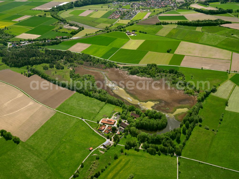 Linden from the bird's eye view: Structures on agricultural fields in Linden in the state Baden-Wuerttemberg, Germany