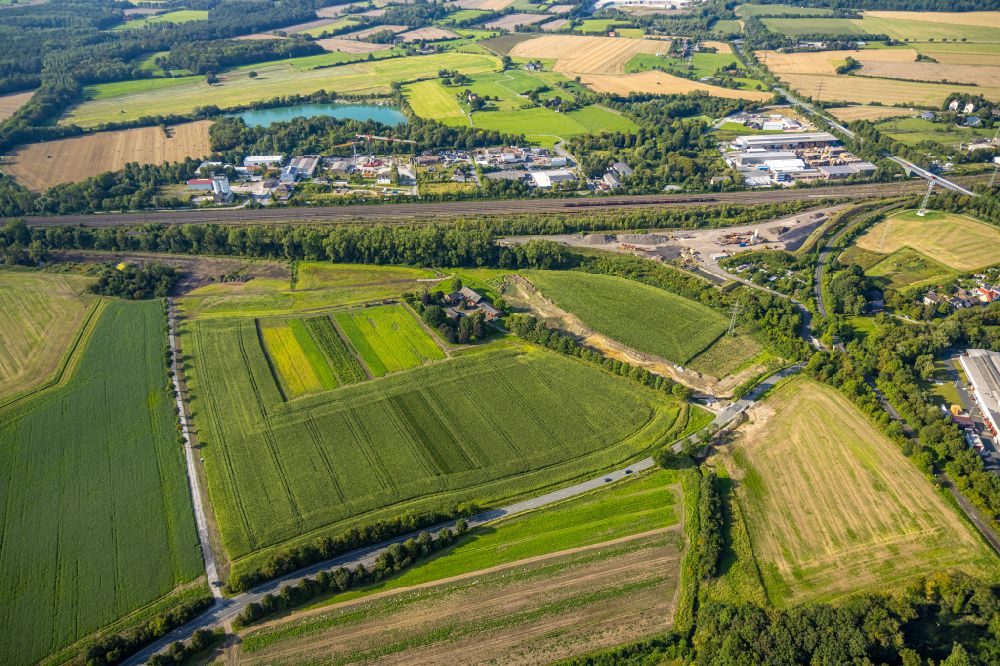 Aerial photograph Neubeckum - Structures on agricultural fields in Neubeckum at Ruhrgebiet in the state North Rhine-Westphalia, Germany