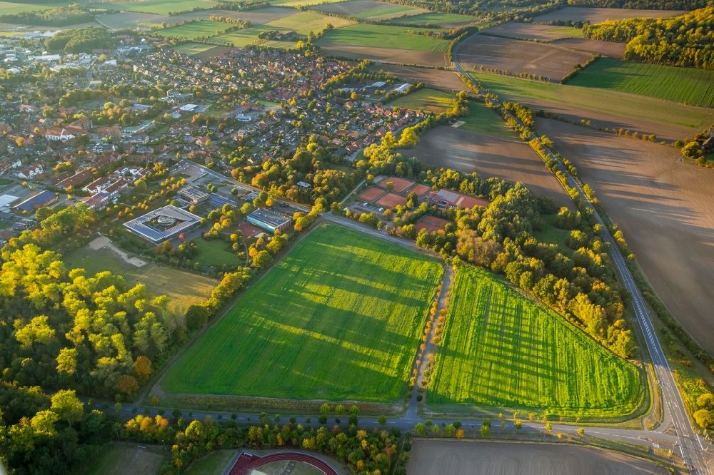 Aerial image Nordkirchen - Structures on agricultural fields in the district Capelle in Nordkirchen in the state North Rhine-Westphalia