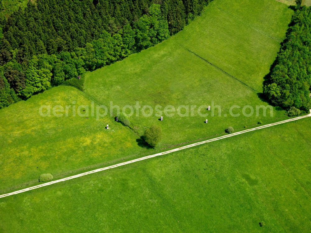 Aerial image Otterswang - Structures on agricultural fields in Otterswang in the state Baden-Wuerttemberg, Germany