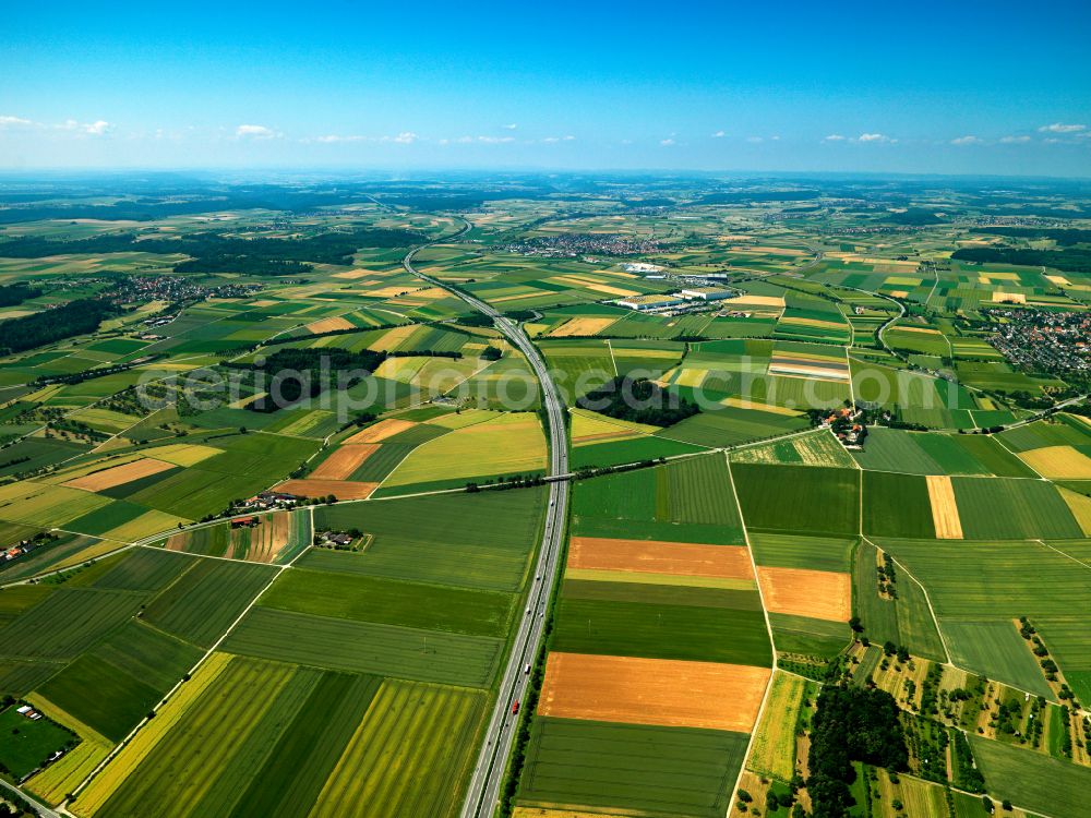 Aerial photograph Rottenburg am Neckar - Structures on agricultural fields in Rottenburg am Neckar in the state Baden-Wuerttemberg, Germany