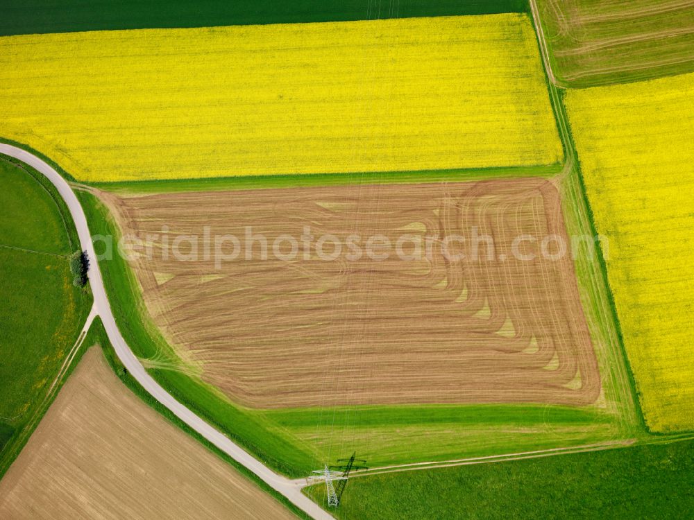 Aerial image Schlottertal - Structures on agricultural fields in Schlottertal in the state Baden-Wuerttemberg, Germany