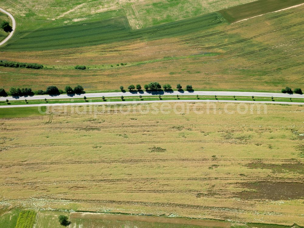 Aerial photograph Starzach - Structures on agricultural fields in Starzach in the state Baden-Wuerttemberg, Germany