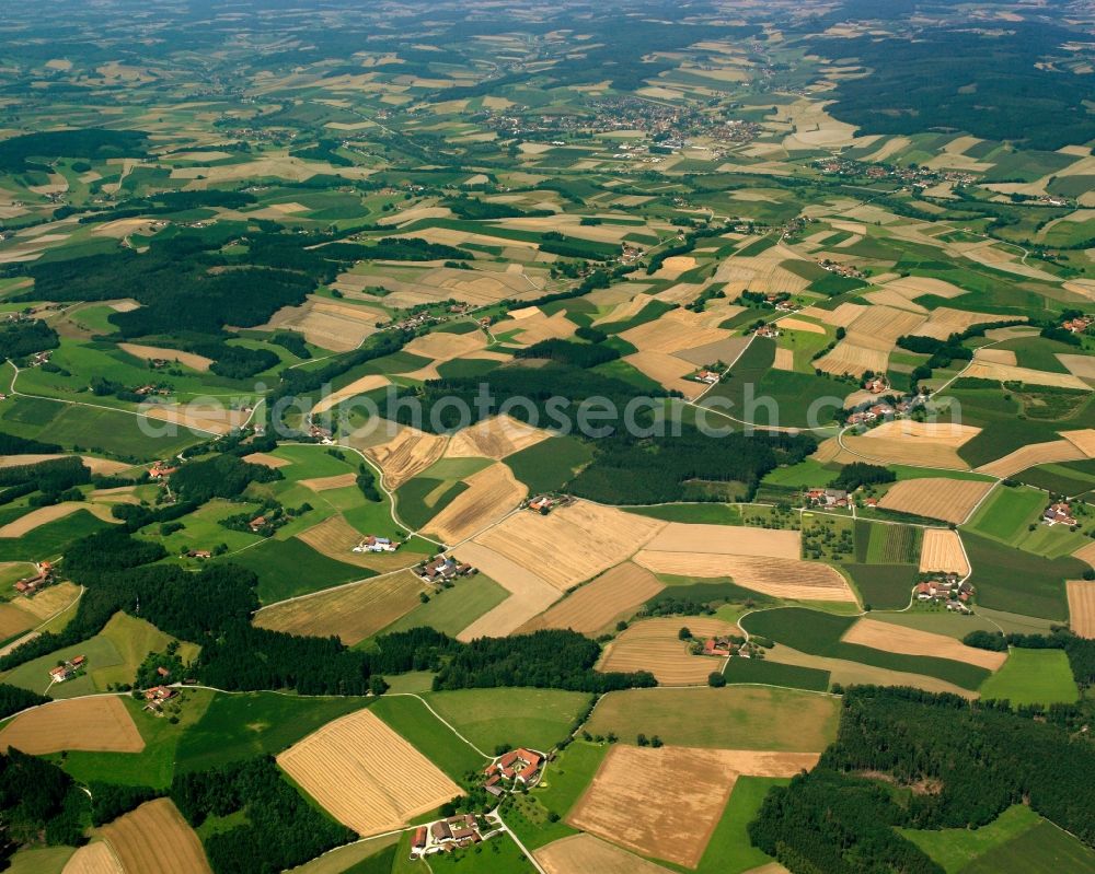 Aerial photograph Steinberg - Structures on agricultural fields in Steinberg in the state Bavaria, Germany