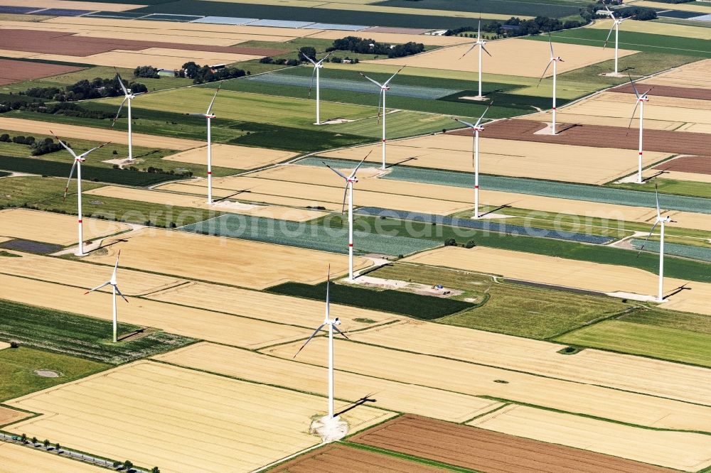 Aerial photograph Tiebensee - Structures on agricultural fields in Tiebensee in the state Schleswig-Holstein, Germany
