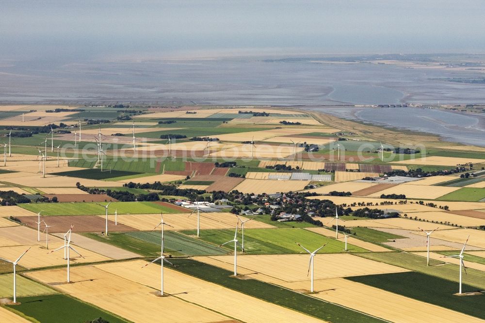 Aerial image Tiebensee - Structures on agricultural fields in Tiebensee in the state Schleswig-Holstein, Germany