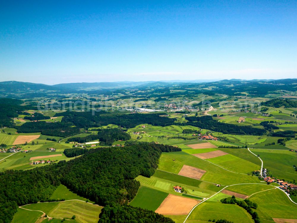 Aerial image Voglöd - Structures on agricultural fields in Voglöd in the state Bavaria, Germany