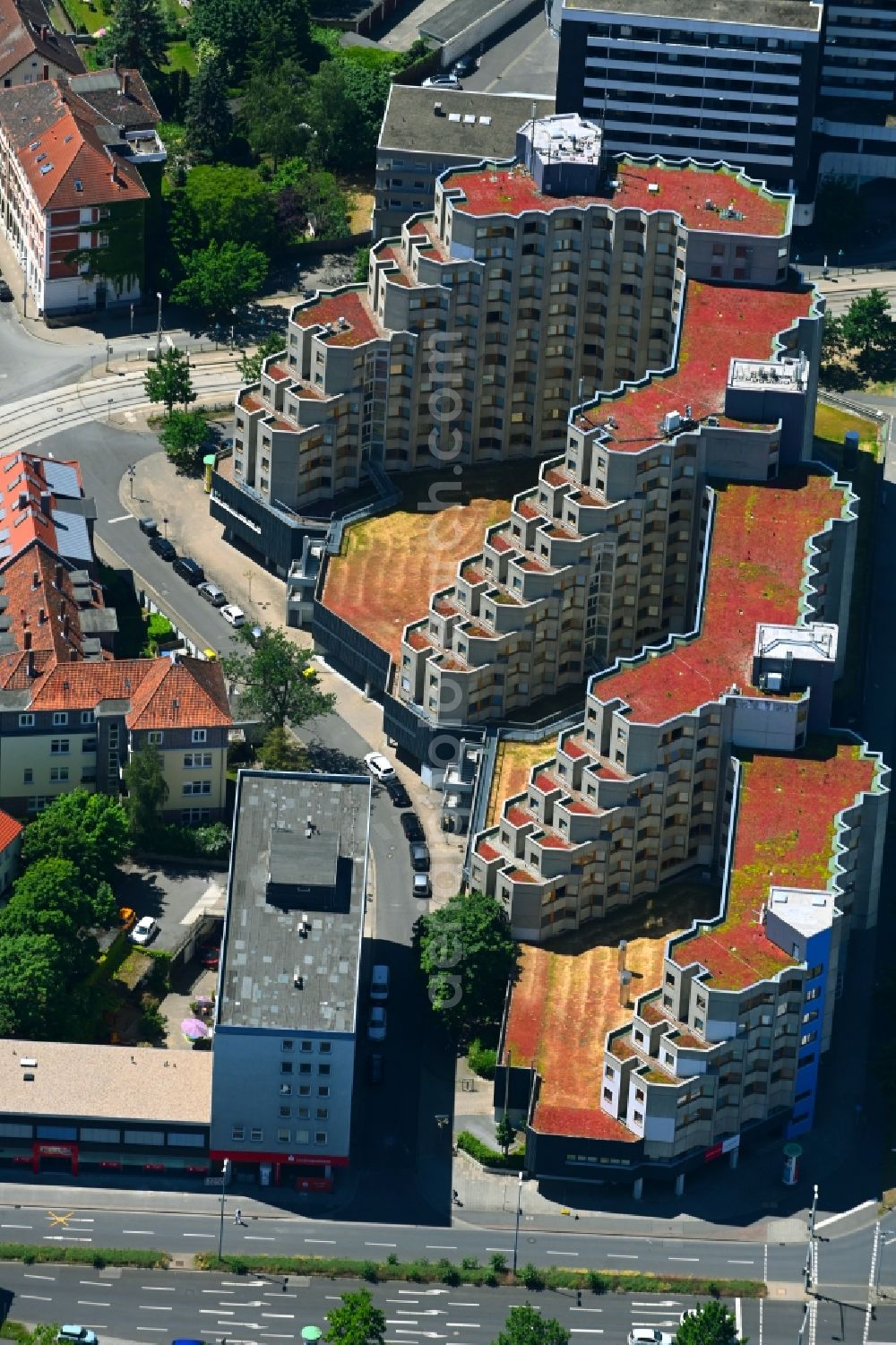 Braunschweig from the bird's eye view: Student Residence - Building Affenfelsen on Rebenring in the district Nordstadt in Brunswick in the state Lower Saxony, Germany