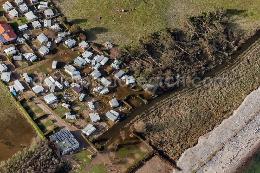 Damp from above - Storm damage and flooding on the caravan and tent campsite and tent site Dorotheenthal in Damp in the state Schleswig-Holstein, Germany