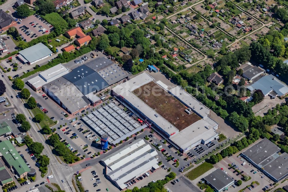 Aerial image Eckernförde - Stores of the Supermarket and specialty stores in Eckernfoerde in the state Schleswig-Holstein, Germany