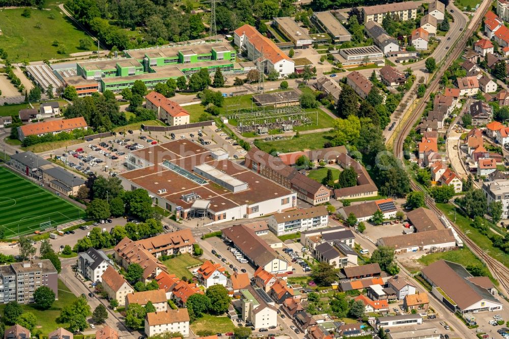 Freudenstadt from above - Store of the Supermarket Rewe in Freudenstadt in the state Baden-Wuerttemberg, Germany