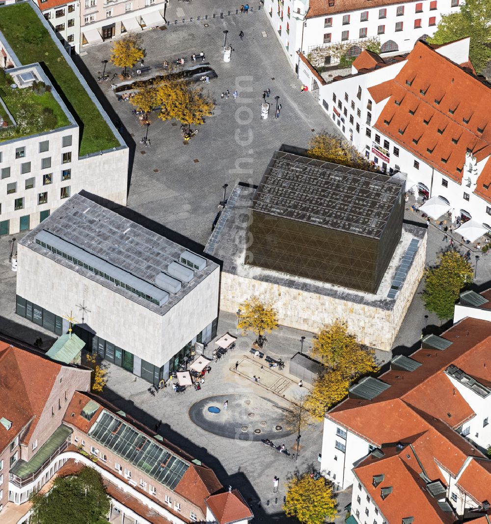 München from above - Synagogue building new building of the Jewish community and Juedisches Museum in Munich in the state Bavaria, Germany