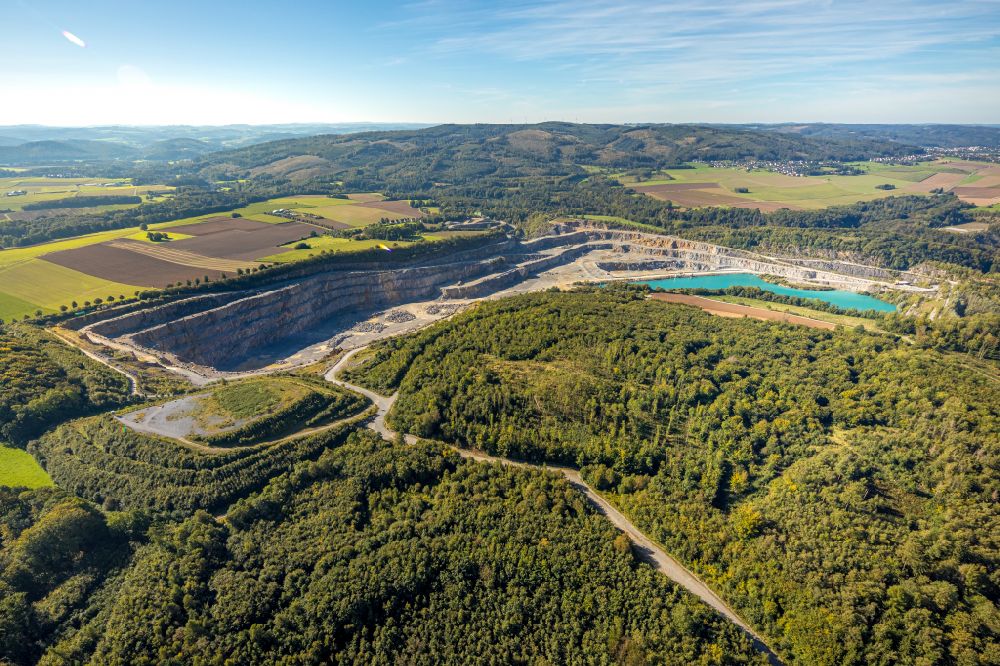 Aerial photograph Beckum - Terrain and overburden areas of the opencast mine Beckumer Tagebau in Beckum in the state North Rhine-Westphalia, Germany