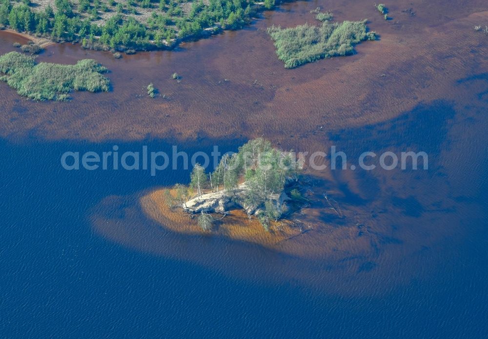 Aerial image Bluno - Open pit re cultivation on the shores of the lake Blunoer See in Bluno in the state Saxony, Germany