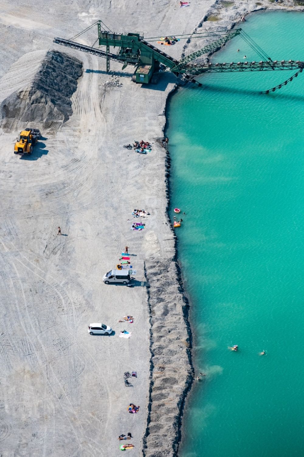 Höchstädt from above - Open pit re cultivation on the shores of the lake in Hoechstaedt in the state Bavaria, Germany