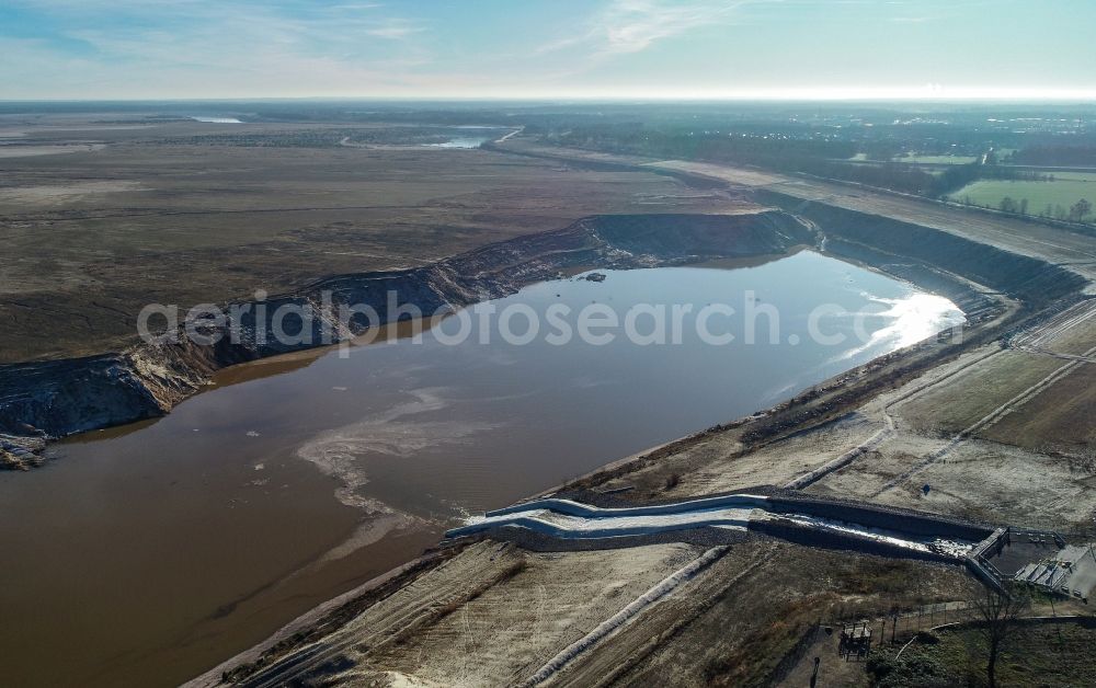 Aerial photograph Cottbus - Open pit re cultivation on the shores of the lake Baltic Sea in the district Dissenchen in Cottbus in the state Brandenburg, Germany