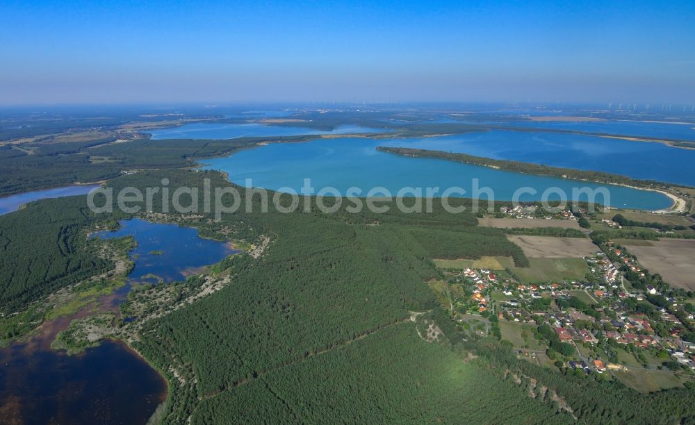 Sedlitz from the bird's eye view: Open pit re cultivation on the shores of the lake Sedlitzer See in Sedlitz in the state Brandenburg, Germany