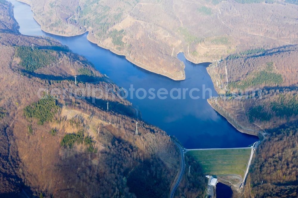 Aerial image Bad Lauterberg im Harz - Dam and shore areas at the lake Oderstausee in Bad Lauterberg im Harz in the state Lower Saxony, Germany