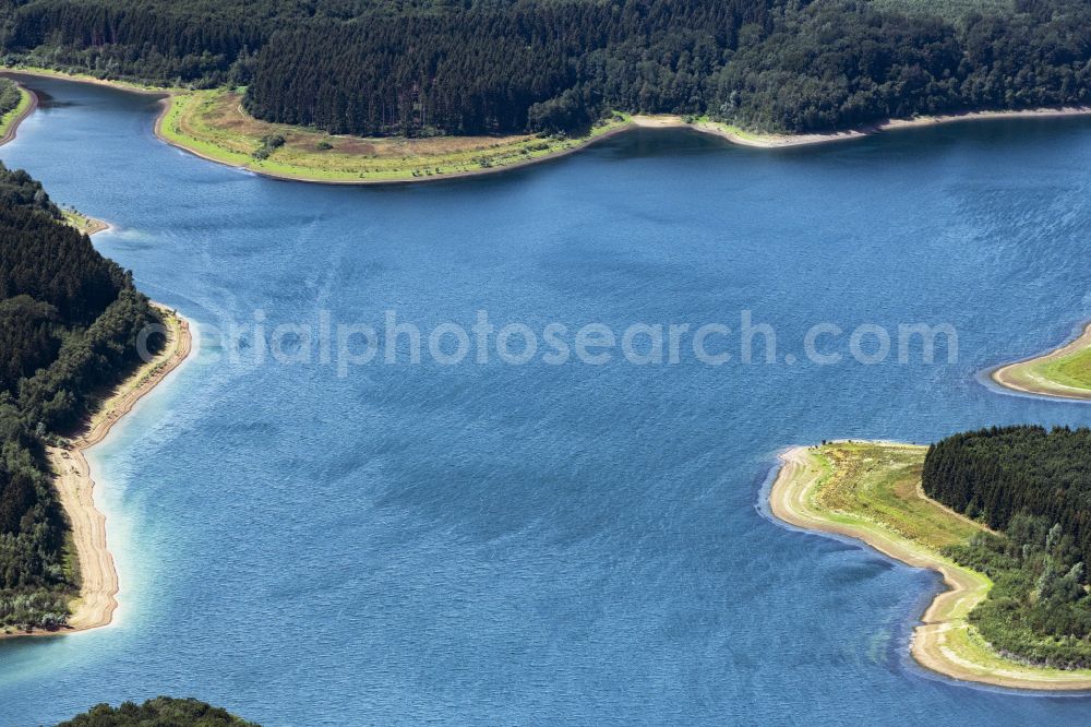 Aerial image Kürten - Dam and shore areas at the lake Grosse Dhuenntalsperre in Kuerten in the state North Rhine-Westphalia, Germany