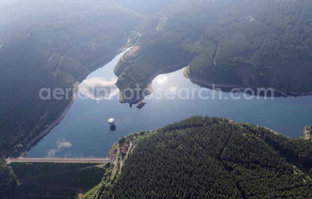 Aerial image Tambach-Dietharz - Dam and shore areas at the lake Talsperre Schmalwasser in Tambach-Dietharz in the state Thuringia, Germany
