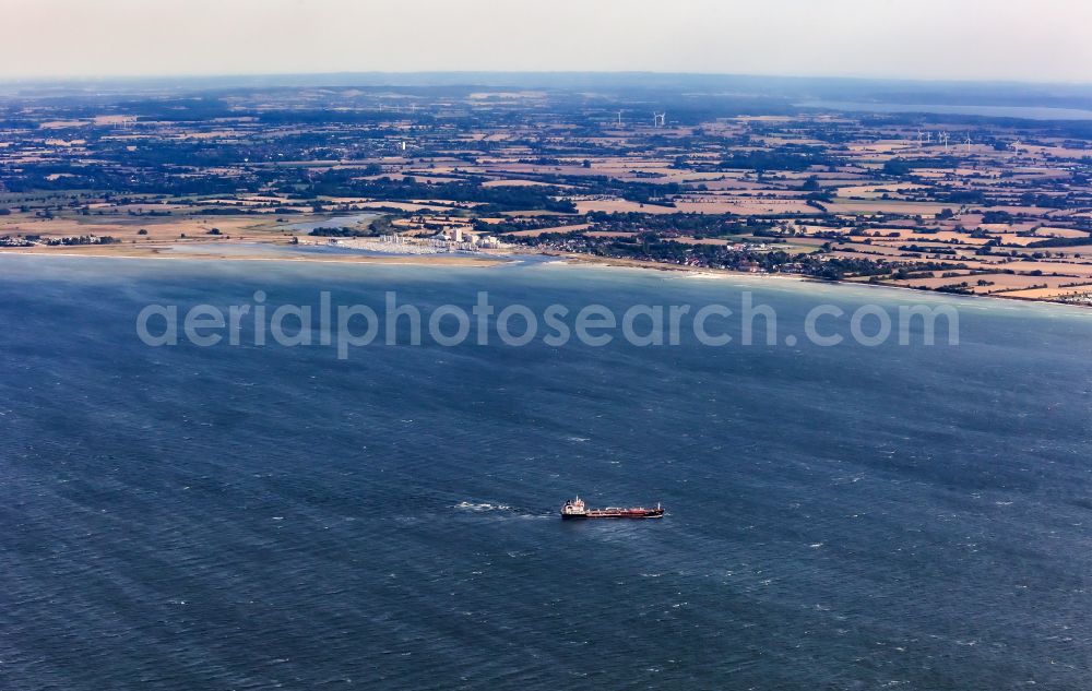 Aerial photograph Wendtorf - Tanker for oil and chemicals on the Baltic Sea off the coast of Wendtorf in the state Schleswig-Holstein, Germany. The tanker ALI KA with the IMO number 9451226 in front of the entrance to the Kiel Fjord