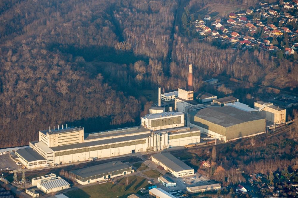 Aerial image Gräfenhainichen - Technical facilities in the industrial area of Imerys Fused Minerals in Graefenhainichen in the state Saxony-Anhalt, Germany