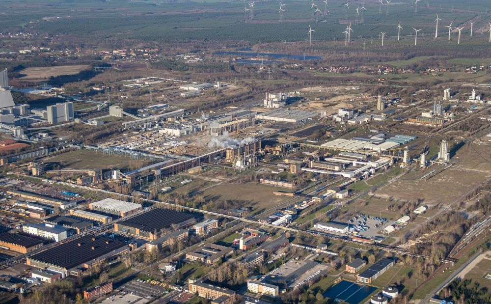 Aerial photograph Spremberg - Technical facilities in the industrial area schwarze Pumpe in Spremberg in the state Brandenburg, Germany