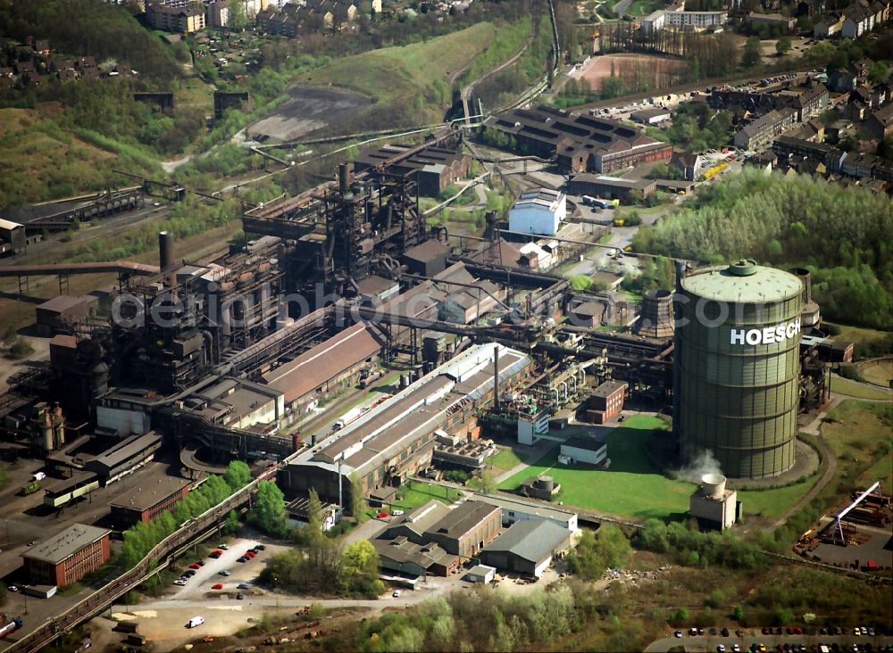 Dortmund from above - Technical equipment and production facilities on the former blast furnace site Phoenix - West in Hoerde in Dortmund in North Rhine-Westphalia