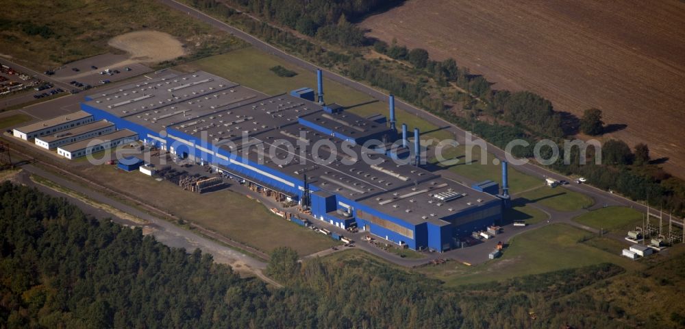 Aerial photograph Elsterheide - Technical equipment and production facilities of the steelworks SLR-Elsterheide in Elsterheide in the state Saxony, Germany