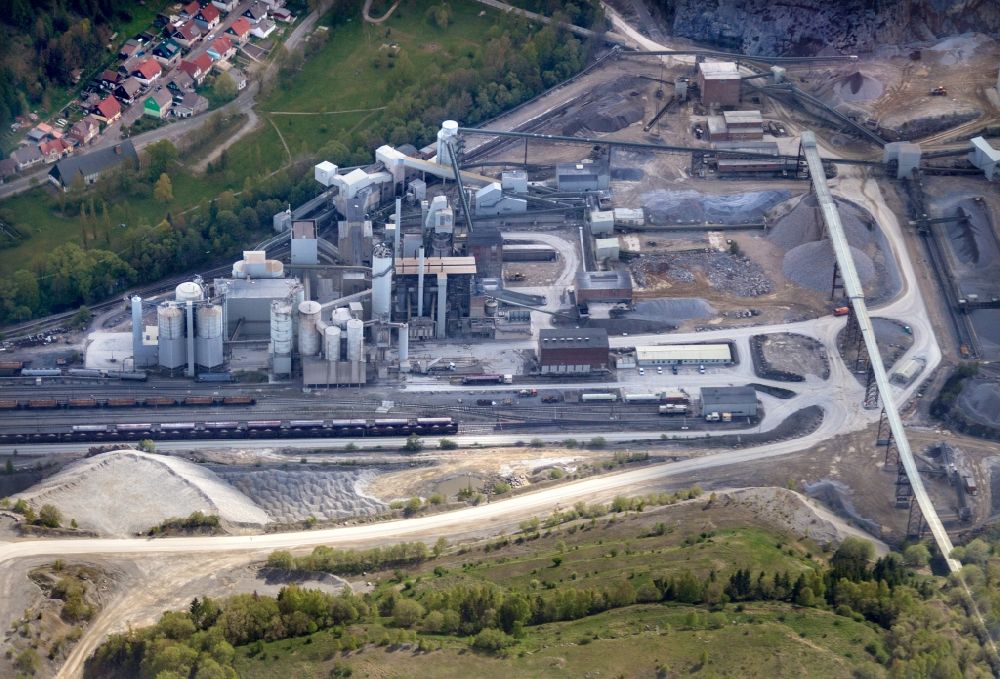 Aerial image Elbingerode (Harz) - Technical equipment and production facilities of the lime in Elbingerode (Harz) in the state Saxony-Anhalt, Germany
