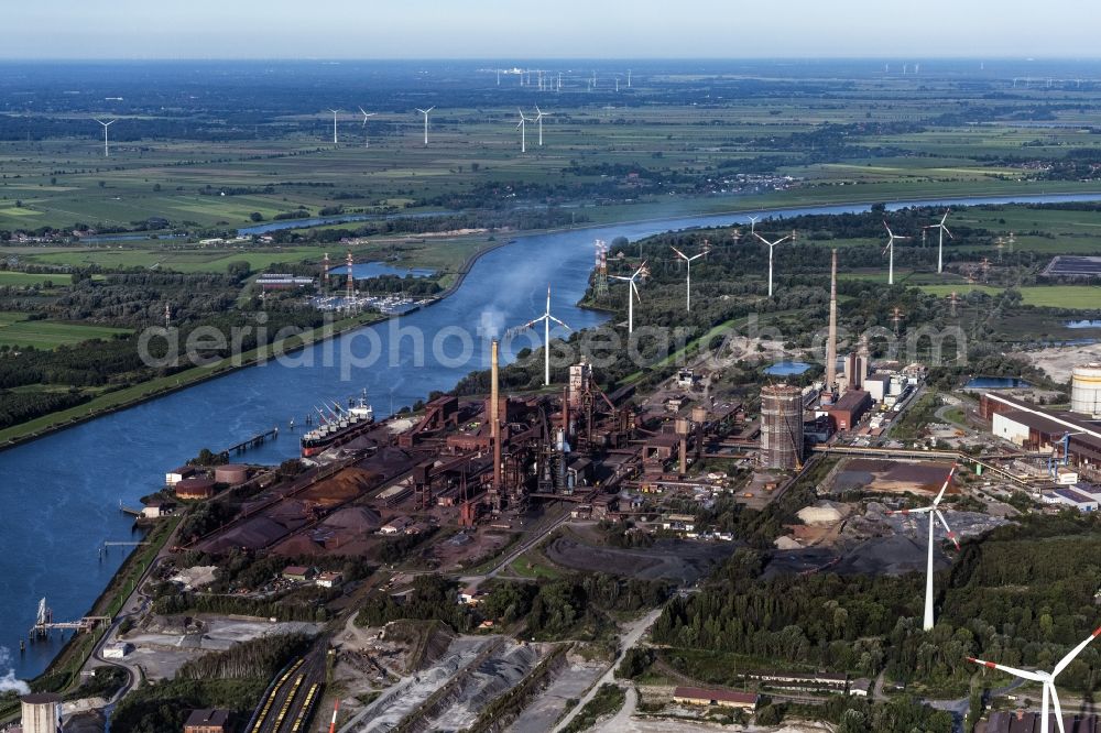 Aerial image Bremen - Technical equipment and production facilities of the steelworks in the district Oslebshausen in Bremen, Germany