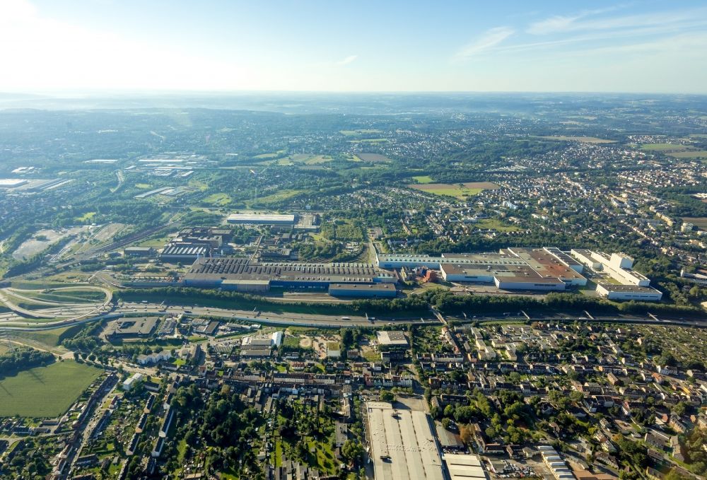 Aerial image Bochum - Technical equipment and production facilities of the steelworks of thyssenkrupp Steel Europe AG along the Essener Str. in the district Wattenscheid in Bochum in the state North Rhine-Westphalia, Germany