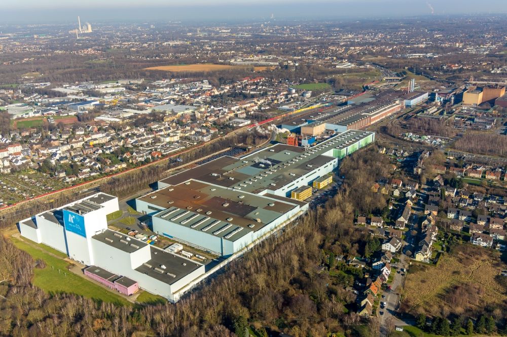 Aerial image Bochum - Technical equipment and production facilities of the steelworks of thyssenkrupp Steel Europe AG along the Essener Str. in the district Wattenscheid in Bochum in the state North Rhine-Westphalia, Germany