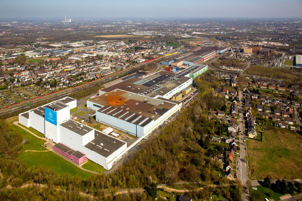 Bochum from above - technical equipment and production facilities of the steelworks Thyssenkrupp Steel Europe AG on street Walzwerkstrasse in the district Wattenscheid in Bochum in the state North Rhine-Westphalia, Germany
