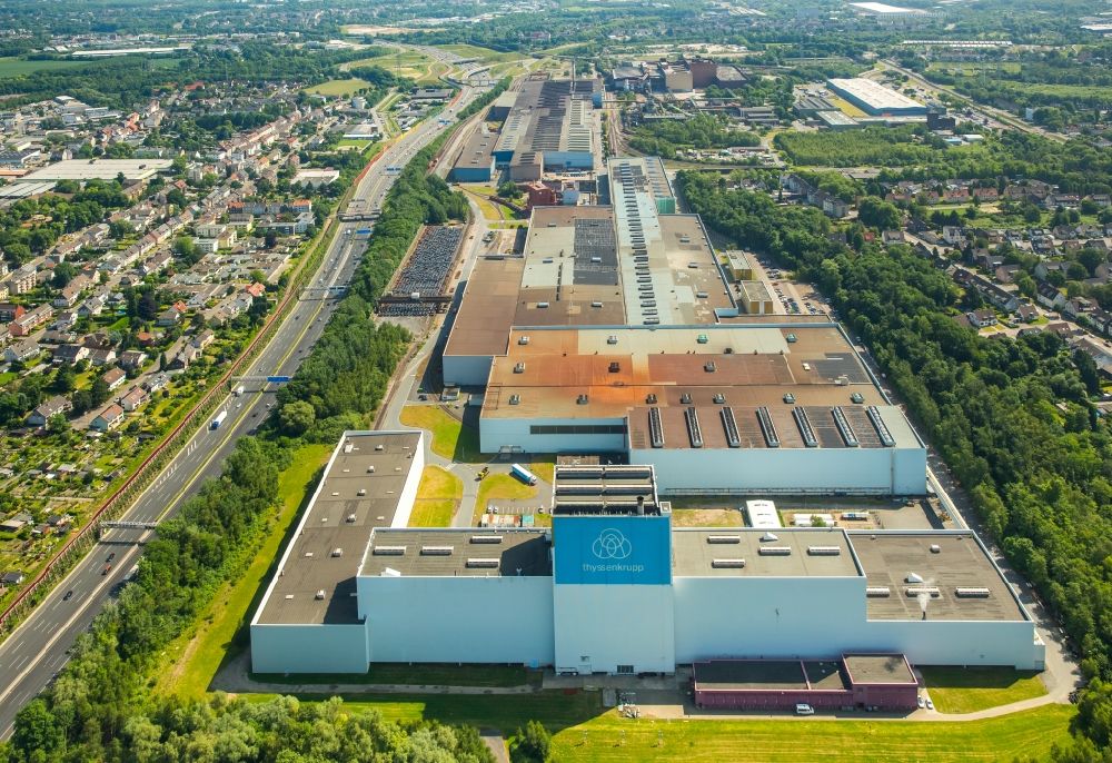 Aerial image Bochum - Technical equipment and production facilities of the steelworks Thyssenkrupp Steel Europe AG in the district Wattenscheid in Bochum in the state North Rhine-Westphalia, Germany
