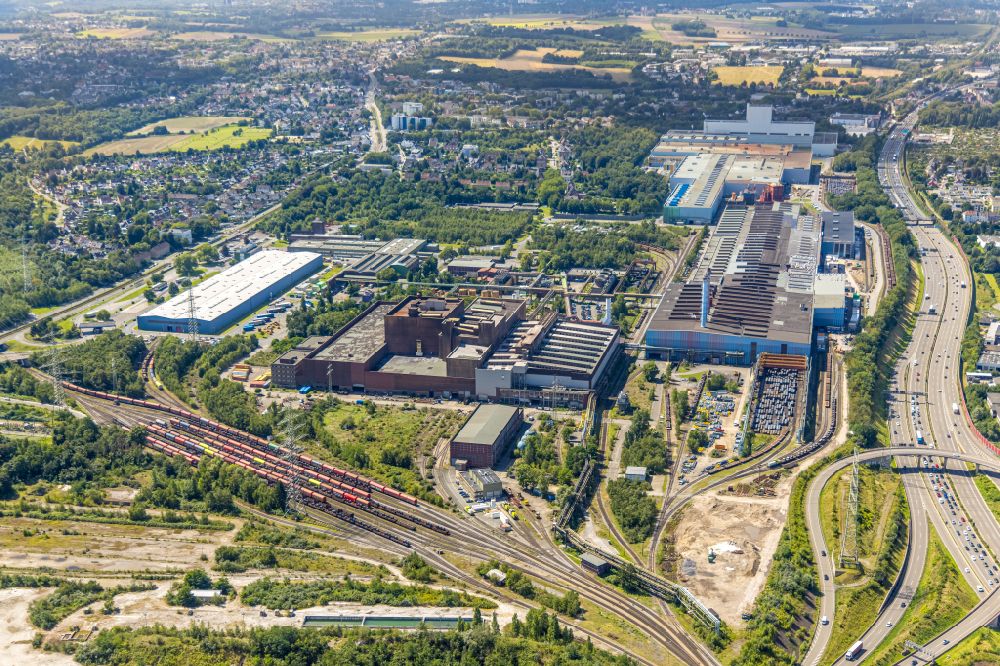 Aerial photograph Bochum - Technical equipment and production facilities of the steelworks of thyssenkrupp Steel Europe AG in the district Wattenscheid in Bochum in the state North Rhine-Westphalia, Germany