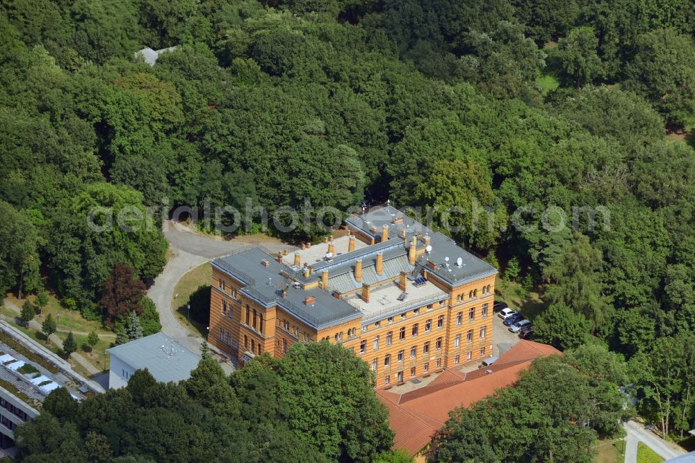 Aerial image Potsdam - Building part of the Institute for Climate Impact Research in the Albert Einstein Science Park on the Telegrafenberg in Potsdam in Brandenburg