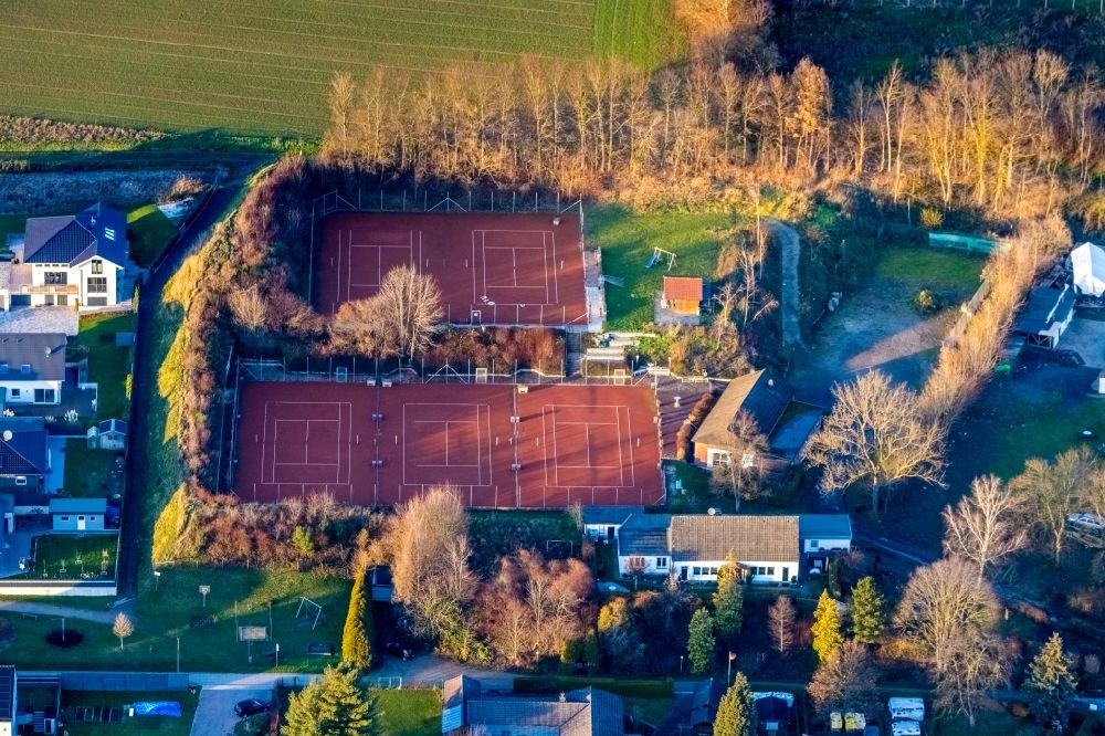 Aerial image Wickede (Ruhr) - Aerial view of the tennis court of TV Wickede 1890 in Wickede (Ruhr) in the German state of North Rhine-Westphalia, Germany