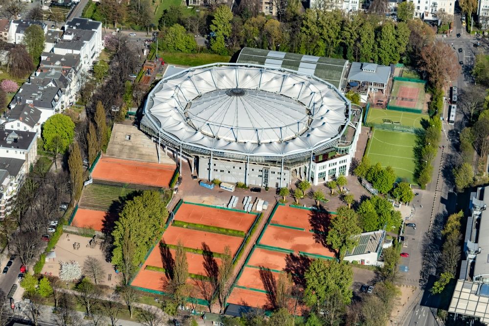 Aerial photograph Hamburg - The tennis arena at Rothenbaum in Hamburg. The ATP tournament in Hamburg (official German International Open) is a German men's tennis tournament which is held annually at Hamburg Rothenbaum