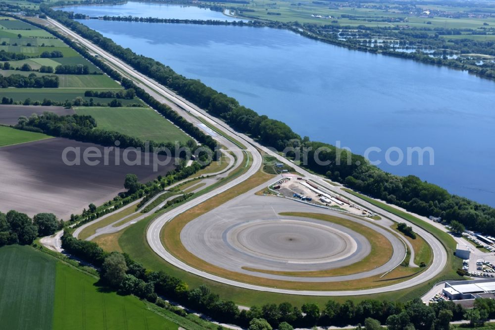 Aschheim from above - Test track and practise place on the BMW measuring area Aschheim in the district of Neufinsing in Aschheim in the federal state Bavaria, Germany