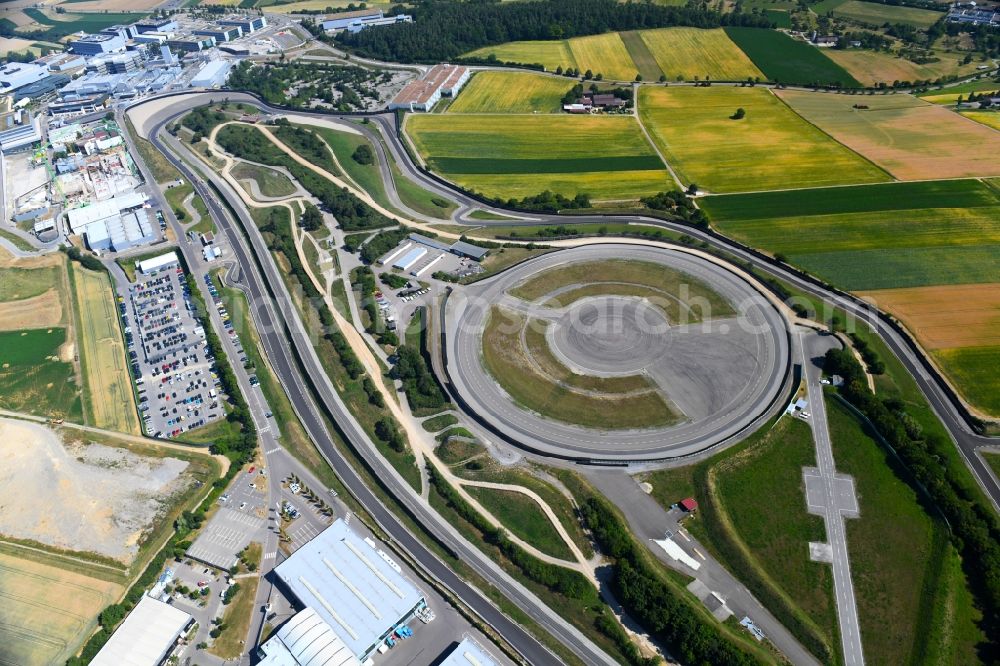 Aerial image Weissach - Test track and practice area in the driving safety center of Porsche Entwicklungszentrum in Weissach in the state Baden-Wurttemberg, Germany
