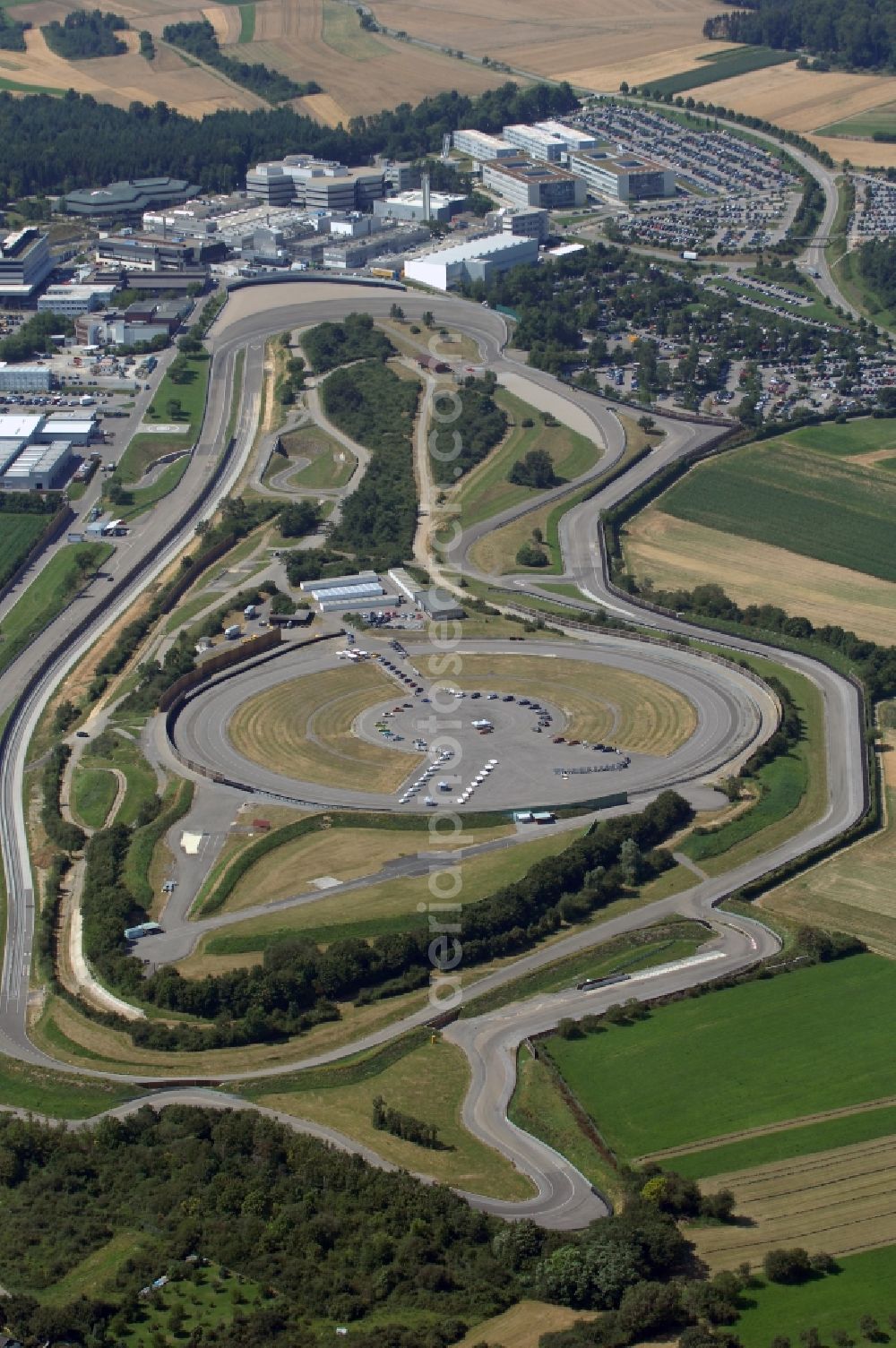 Aerial image Weissach - Test track and practice area in the driving safety center of Porsche Entwicklungszentrum in Weissach in the state Baden-Wuerttemberg, Germany