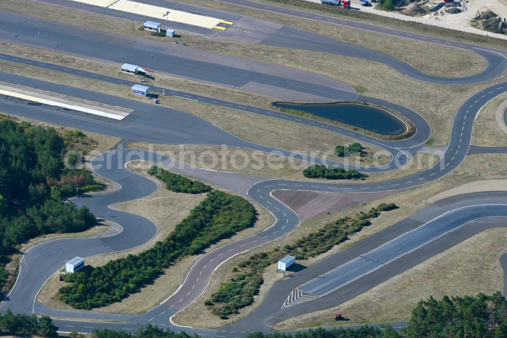 Aerial image Linthe - Test track and practice area for training in the driving safety center in Linthe in the state Brandenburg, Germany