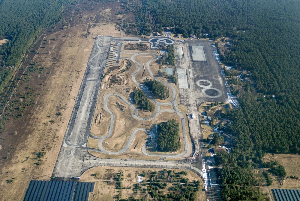 Templin from above - Test track and practice area for training in the driving safety center Driving Center Gross Doelln in Templin in the state Brandenburg, Germany