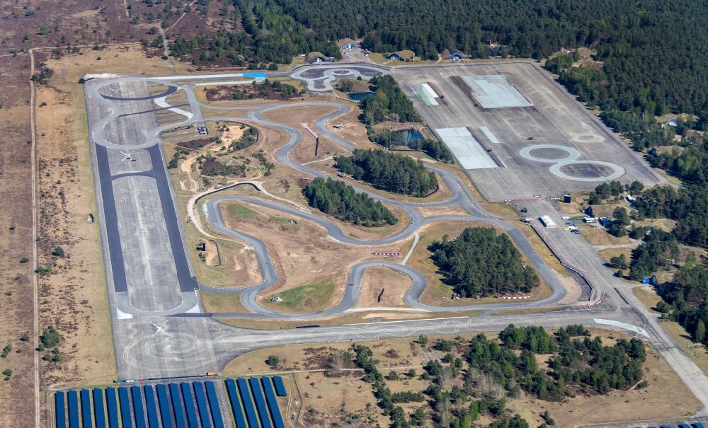 Templin from the bird's eye view: Test track and practice area for training in the driving safety center Driving Center Gross Doelln in Templin in the state Brandenburg, Germany