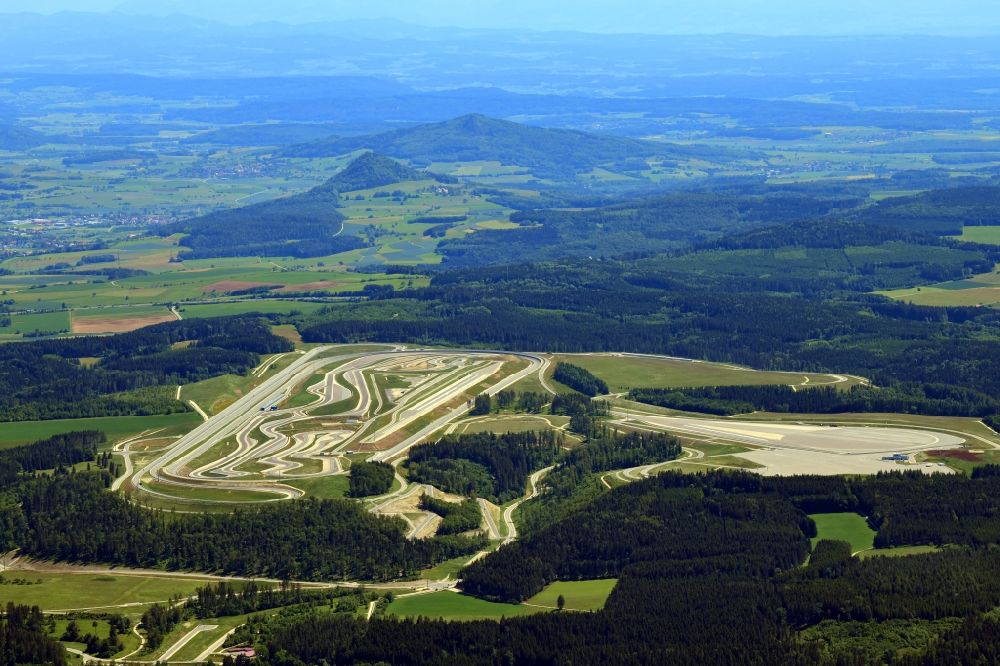 Immendingen from above - Test track and practice area for training in the driving safety center of Daimler AG Pruef- and Technologiezentrum Am Talmannsberg in Immendingen in the state Baden-Wurttemberg, Germany