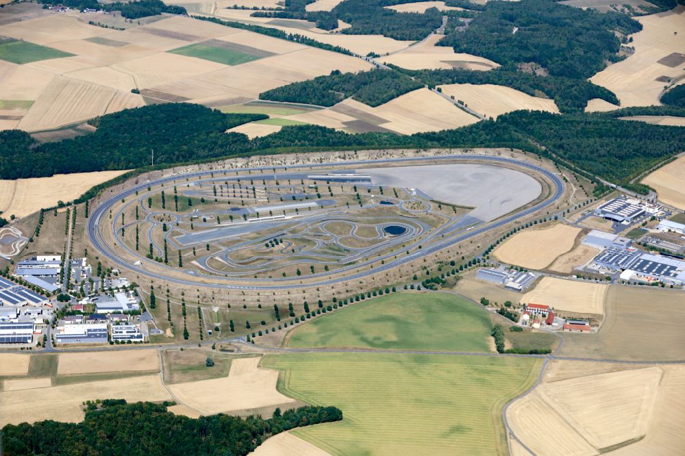 Aerial photograph Boxberg - Test track and training ground for training in the driving safety center and traffic training ground of Bosch Mobility Solutions in the district of Windischbuch in Boxberg in the state of Baden-Wuerttemberg