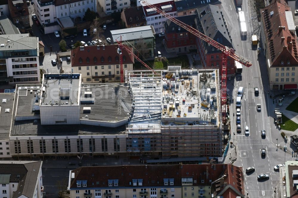 Aerial image Würzburg - Construction site for an extension to the building of the concert and theater theater Mainfranken Theater Wuerzburg in the district Altstadt in Wuerzburg in the state Bavaria, Germany