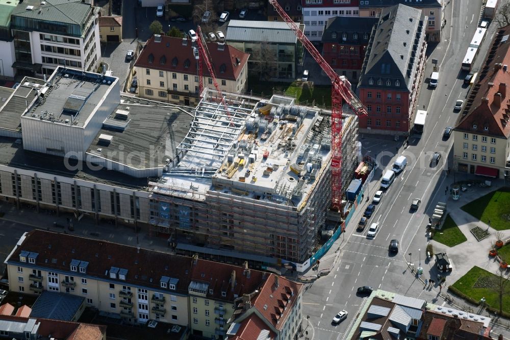 Aerial photograph Würzburg - Construction site for an extension to the building of the concert and theater theater Mainfranken Theater Wuerzburg in the district Altstadt in Wuerzburg in the state Bavaria, Germany